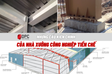 Các cấu kiện chính trong một nhà xưởng công nghiệp bằng thép tiền chế.