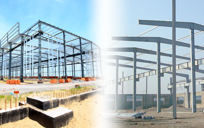 Nhà xưởng tiền chế khung thép và khung bê tông
