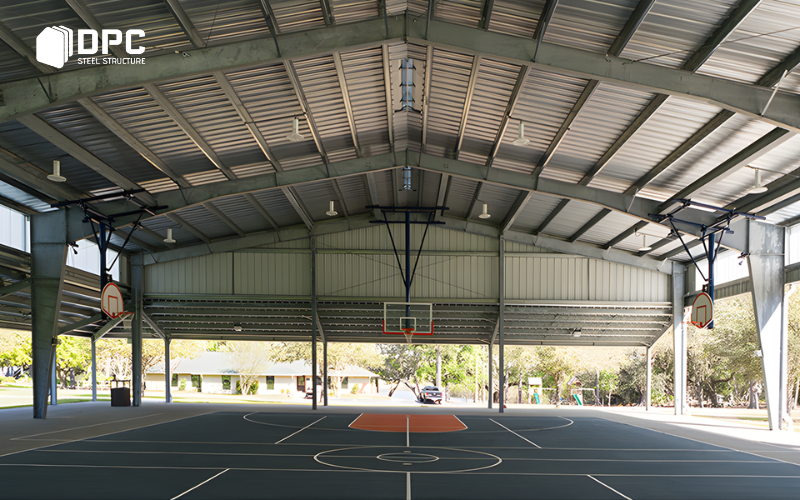 Kết cấu thép tiền chế cho nhà thi đấu, sân bóng, bể bơi