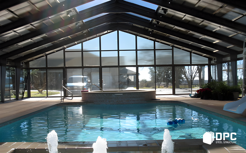 Kết cấu thép tiền chế cho nhà thi đấu, sân bóng, bể bơi