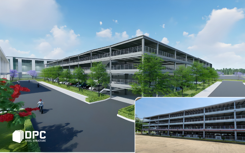 Dự án nhà để xe kết cấu thép do DPC Steel thực hiện