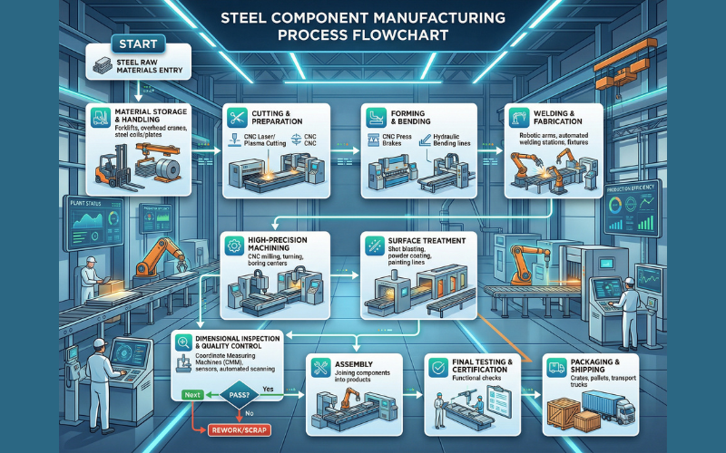 Sơ đồ quy trình sản xuất cấu kiện thép